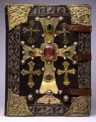 Armenian gospels, 1262, with metal elements over leather