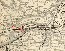 TH&B system map, circa 1908. TH&B tracks marked in red. THB system map 1908.png