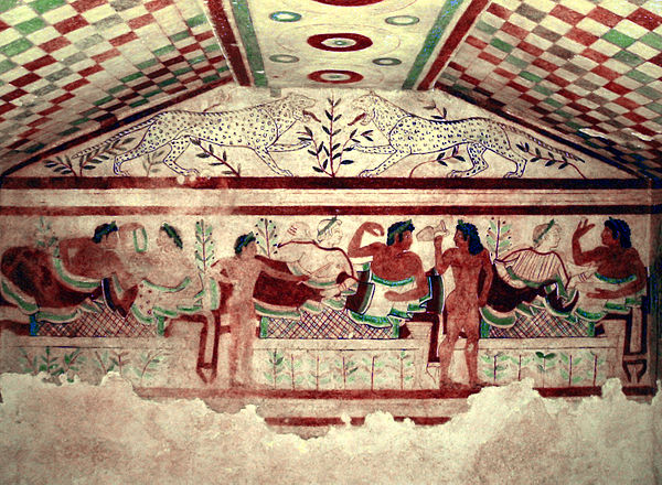 Banqueting scene in the Tomb of the Leopards