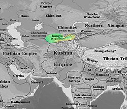 El territorio aproximado del Kangju c.  200 d.C.