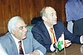 The Deputy Prime Minister and Minister of Industry, Trade, Labour and Communications of Israel, Mr. Ehud Olmert calls on the Minister for Science & Technology and Ocean Development, Shri Kapil Sibal in New Delhi on December 8.jpg