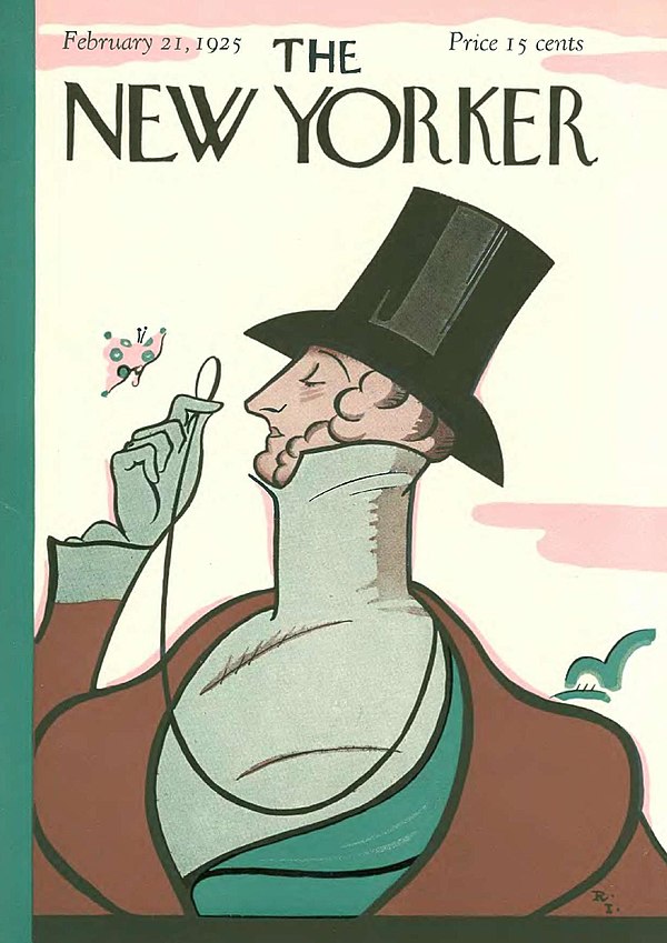 The iconic cover of the debut issue of The New Yorker.