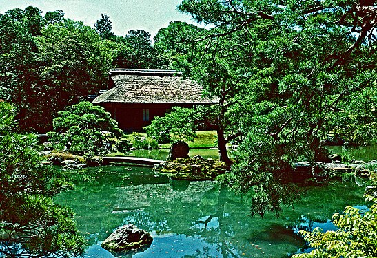 Hagen rundt den keiserlige villaen Katsura Rikyu i Kyoto, Japan
