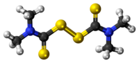 Ball-and-Stick-Modell des Thiram-Moleküls