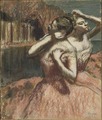 Degas: Zwei Tänzerinnen. Kreidestriche unterschiedlicher Dicke auf verriebenem Kreideuntergrund. Stockholm. 16 bit. Danke