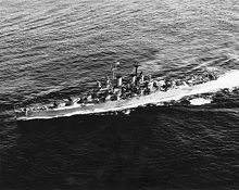 Atlanta on the way to Australia in 1947 USS Atlanta (CL-104) at sea, en route to Sydney, Australia, 13 May 1947.jpg