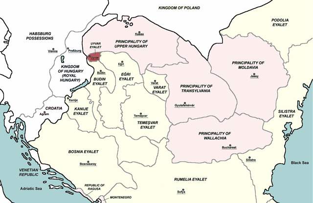 Uyvar Eyaleti harita üzerinde