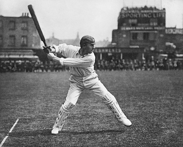"Jumping out for a straight drive", photograph of Trumper taken by George Beldam, around 1905 – arguably the most famous photograph in the history of 