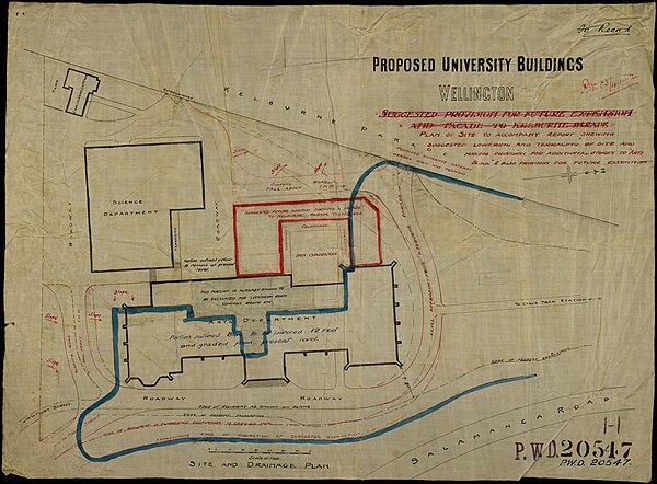 The 1903 plan for the University Campus at Kelburn