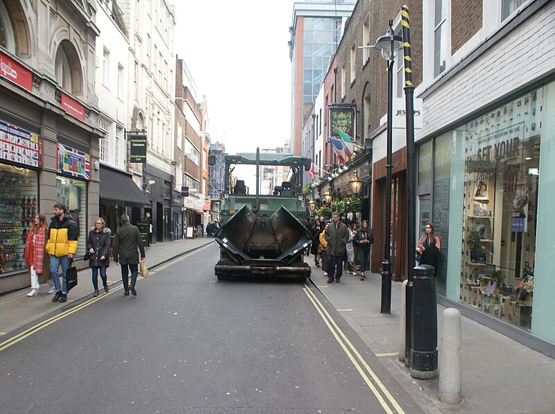 File:View of a tarmac laying machine on Berwick Street - geograph.org.uk - 6095219.jpg