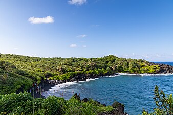 Waianapanapa black sand beach next to Hana