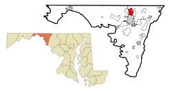 Washington County Maryland Incorporated and Unincorporated areas Fountainhead-Orchard Hills Highlighted.svg