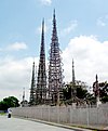 the skeletal spires of Watts Towers