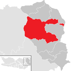 Poloha obce Wolfsberg (Korutany) v okrese Wolfsberg (klikací mapa)