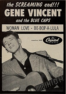 1956 Cashbox advertisement for "Be-Bop-a-Lula", Gene Vincent and the Blue Caps' biggest hit Woman Love - Be-Bop-a-Lula ad - Cash Box 1956.jpg