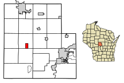 Location of Pittsville in Wood County, Wisconsin.