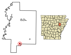 Расположение хлопкового завода в округе Вудрафф, Арканзас. 