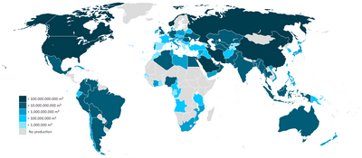 Natural gas extraction by countries in cubic meters per year. World - Natural Gas Production of Countries.png