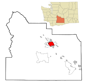 Ubicación de Yakima en el condado de Yakima