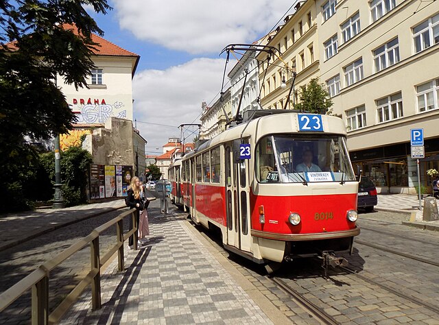 Tatra villamos az Újezd megállóhelyen