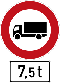 Zeichen 253 - Verbot für Kraftfahrzeuge mit einem zulässigen Gesamtgewicht über 7,5t, StVO 1992.svg