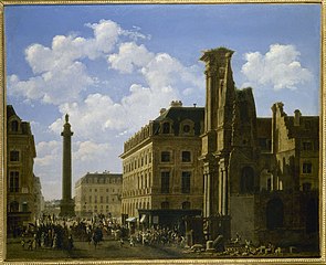 La Place Vendôme et la rue de Castiglione avec les ruines de l'église des Feuillants