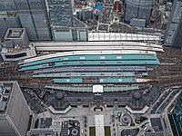 Tokyo station seen from the sky in 2021