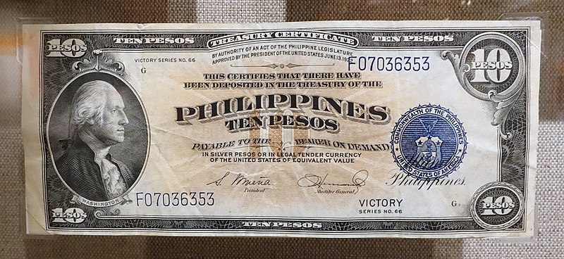 File:10 Pesos, Commonwealth of the Philippines, Treasury Certificate, Victory Series No. 66, during the Japanese occupation - Spurlock Museum, UIUC - DSC06080.jpg