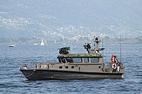 Patrouillenboot 16-class patrol boat of the Swiss lakes flotilla.