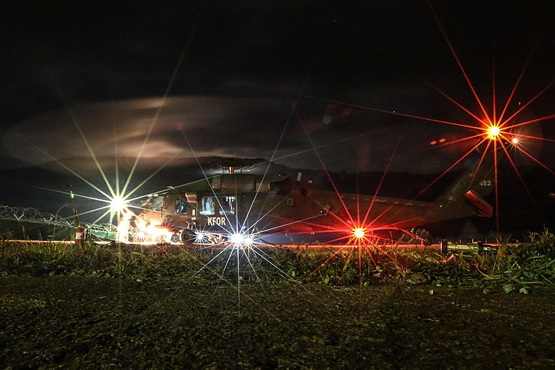 File:171108-A-IL939-569 KFOR UH-60 Black Hawk at Camp Bondsteel night takeoff.jpg