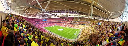 Panorama of Wembley Stadium in the 2015 final where Norwich City beat Middlesbrough