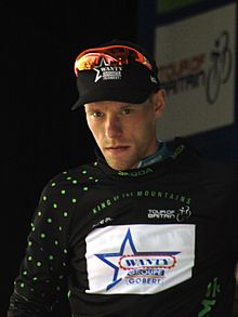 Lider Tour of Britain 2016 w konkursie King of the Mountains po 5. etapie Xandro Meurisse.JPG