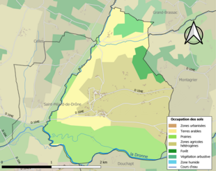 Barevná mapa znázorňující využití půdy.