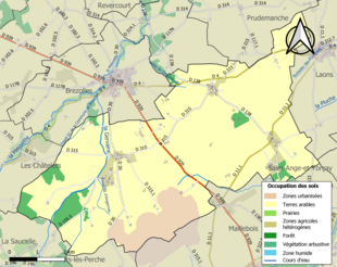 Kolorowa mapa przedstawiająca użytkowanie gruntów.