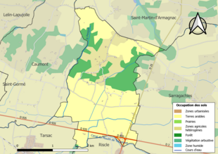 Barevná mapa znázorňující využití půdy.