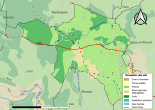 Barevná mapa znázorňující využití půdy.