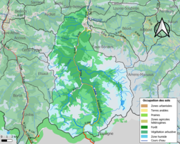 Carte des infrastructures et de l'occupation des sols de la commune en 2018 (CLC).