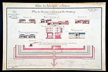 1838 - Plans des casemates et souterrains du Fort Montbarey (Atlas des bâtiments militaires des places de France, Brest).