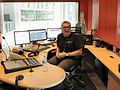 Geoff Hutchison, presenter of the Morning programme, in the 720 ABC Perth radio studio (The Wally Foreman Studio, Radio Studio 600)