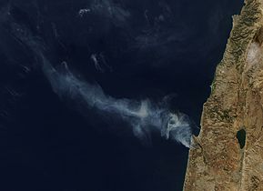 תצלום לוויין של ענן העשן, 3 בדצמבר 2010