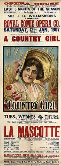 Poster for A Country Girl and La Mascotte, 1907