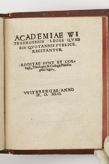 Academie Witebergensis leges..Bok tryckt 1546 - Skoklosters slott - 103697.tif