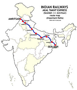 Akal Takht Express yo'nalishi map.jpg