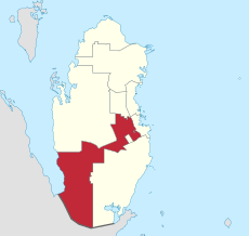 Map of Qatar with Al Rayyan highlighted (from 2015 without Al-Shahaniya)