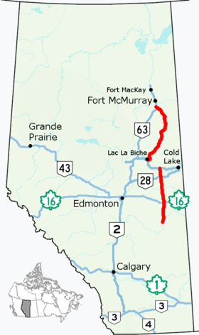 Segmenter av rute 881 i Alberta