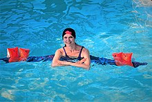 Kent doing water aerobics in New York in 1978 Allegra Kent, water aerobics, edited.jpg