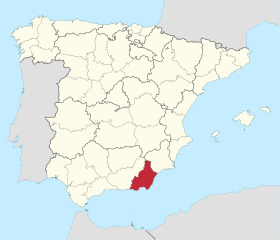 Pozicija Almeríe na karti Španjolske