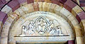 Tympanon über dem Westportal – Christus als Weltheiland, in Mandorla auf einem Regenbogen thronend. Ursprünglich farbig bemalt