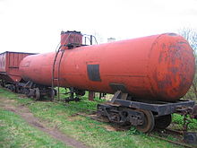 Narrow gauge tank wagon, 750 mm (
.mw-parser-output .frac{white-space:nowrap}.mw-parser-output .frac .num,.mw-parser-output .frac .den{font-size:80%;line-height:0;vertical-align:super}.mw-parser-output .frac .den{vertical-align:sub}.mw-parser-output .sr-only{border:0;clip:rect(0,0,0,0);clip-path:polygon(0px 0px,0px 0px,0px 0px);height:1px;margin:-1px;overflow:hidden;padding:0;position:absolute;width:1px}
2 ft 5+1/2 in) gauge Altsevo peat2.JPG