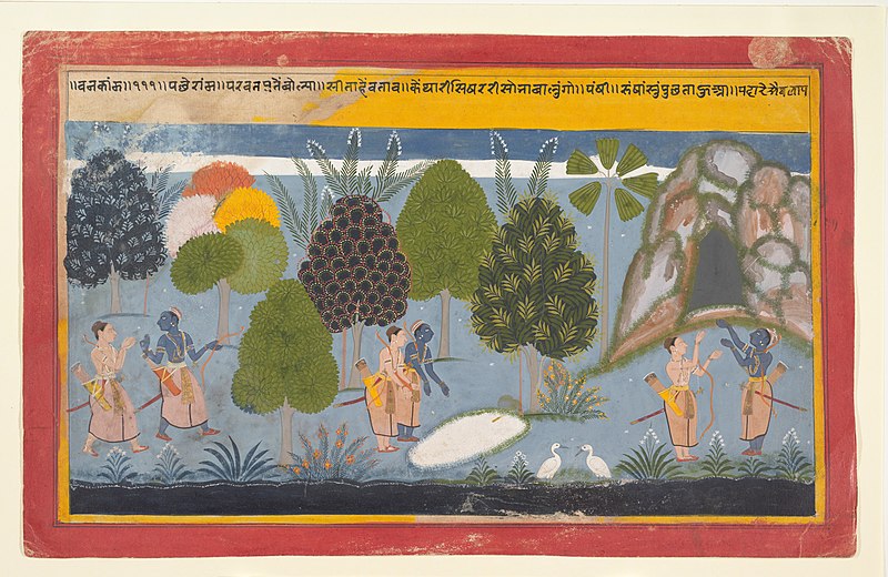 File:Anonymous - Rama and Lakshmana Search in Vain for Sita, Illustrated folio from a dispersed Ramayana series - 1974.148 - Metropolitan Museum of Art.jpg